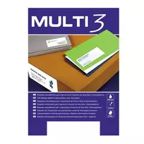 Multi 3 Stickers with a size of 63.5x38.1mm, 100 sheets/21 stickers (with rounded corners)