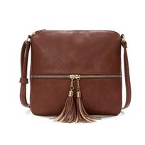 PU odinis pasiuntinių krepšys „Tassel Crossbody Bag“ Moteriškas pečių krepšys mergaičių kelioninis krepšys 24*23cm juoda