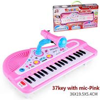 37 klavišų elektroninis pianinas klaviatūra vaikams su mikrofonu, muzikos instrumentų žaislai, edukacinis žaislas, dovana vaikams, mergaitei, berniukui rožinė