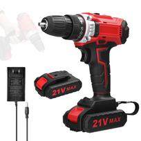 Buitinis daugiafunkcis 21 V elektrinis gręžtuvas, 2 greičių valdymas bepakopis greičio reguliavimo sukimasis 2pcs batteries US Plug įvairiaspalvis