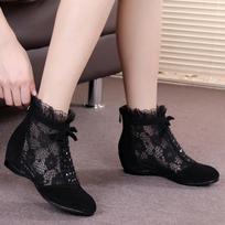 Madingi vasariniai moteriški ankle boots, plokščiapadžiai batai, tinkliniai, aukštį didinantys, laisvalaikio batai, natūralios odos, didelio dydžio 34