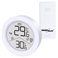 GreenBlue belaidė meteorologinė stotis, vidaus/lauko temperatūra, laikrodis, °C/°F pasirenkama, veikimo nuotolis iki 60 m, GB162