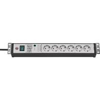 Brennenstuhl Premium-Line 6-way power strip, 19" format, black/light grey, 3 meters, 60,000A surge protection 1156057696