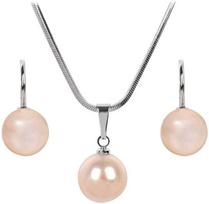 Levien Žavus Pearl Peach karolių ir auskarų rinkinys