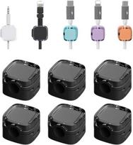 6vnt magnetiniai kabelių laikikliai USB laidams juodi