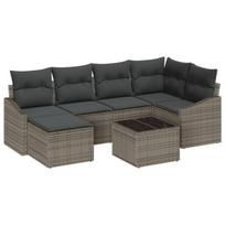 vidaXL Sodo valgomojo komplektas su pagalve 7 pcs Šviesiai pilka