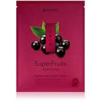 Lakštinė kaukė Korika SuperFruits su acai uogomis, energizuojanti, drėkinanti, apsauganti nuo taršos