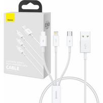Baseus Greitasis laidas USB-A - USB-C + microUSB + Lightning 20W 0,5m baltas