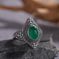 Vintažinis S925 sterlinginio sidabro žiedas su natūraliu malachitu, mėlynu auksu, žaliu chalcedonu, Tailando sidabro, moteriškas, atviras, teismo stiliaus