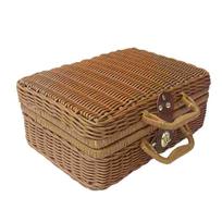 Krepšelis Pinti Lagaminai Pinti lagaminas Piknikas Austi Sandėliavimas Vintage Box Rankinė Triukšmas stovyklavimui Dovanų Dėžė Bagažinė Kaimiškas Dėklas Farmhouse Retro 30X22CM šviesiai ruda spalva