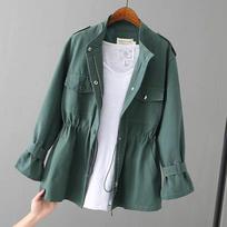 Women's Windbreaker Autumn Korean Wild Loose Stand-Collar Fashion Pink Jacket Female Windbreaker Coat XXL juoda