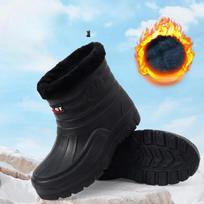 Žieminiai sniego batai Pliušiniai šilti batai Vyriški Lauko Vandeniui atsparūs Medvilniniai batai Vyras Lietaus batai Vidutinio aukščio vamzdelis Vandens batai Botas 45 juoda