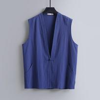 Vasarinė plona lininė berankovė liemenė vyriška kinų stiliaus medvilnės ir lino plokštelės sagties liemenė Retro kinų Tang kostiumo laisva liemenė 9XL balta
