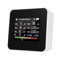14 viename patalpų oro kokybės monitorius Tuya WiFi oro kokybės detektorius aptinka CO₂ CO TVOC HCHO juoda