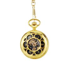 Retro classic mechanical pocket watch luminous petals hollowed out flip cover manual winding men women mechanical pocket watch auksas