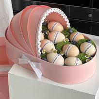 Baby Shower Box, Pink, Floral Basket, Romantic Wedding Celebration, Home Decor, Birthday Gift Box, Paper Cardboard Box rožinė