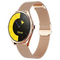 Išmanusis laikrodis TITMO O-170 (AMOLED, skambučiai per Bluetooth, auksinė nerūdijančio plieno tinklelio apyrankė)