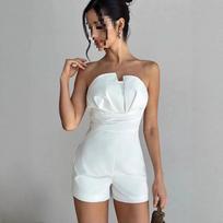 European and American backless fashion temperament sexy solid color strapless women's jumpsuit S balta