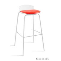 Baro kėdė | Balta eko odos baro kėdė | 78 cm | Balta, Oranžinė
