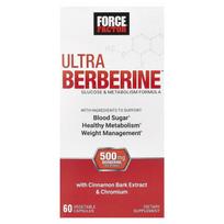 Force Factor, Ultra Berberine, Gliukozės ir Metabolizmo Formulė, 500 mg, 60 Veggie kapsulių (250 mg vienoje kapsulėje)