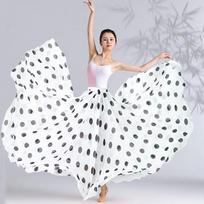 360-720 laipsnių klasikinio šokio aukštu liemeniu sijonas Flamenco šokio drabužiai Susiuvinėtas taškuotas sijonas Šokio scenos pasirodymų apranga 360 degrees 80cm raudona