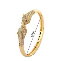 18K Gold-Plated Leopard Bracelet with Micro-Inlaid Zircon – Hip Hop-Style, Adjustable, Open Cheetah Design