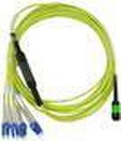 Kompatibles Alcatel-Nokia 3HE13897AA-1 BlueOptics LWL Breakout Patchkabel, MPO/APC, 4xDuplex LC/UPC, 1 Meter, Singlemode E9/125µm, G.657.A1, Markenfaser, 3.0mm LSZH gelb, 8 Kerne und MPO Stecker ohne Pins, inkl. Messprotokoll (3HE13897AA-1-BO)