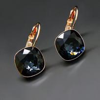 Auskarai moterims DiamondSky „Glare IV (Graphite)“ su Swarovski kristalais