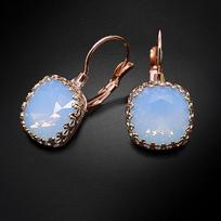 Auskarai moterims DiamondSky „Vintage V (Air Blue Opal)“ su Swarovski kristalais