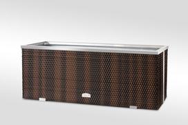 Lauko vazonas iš poliuretano su aliuminio metalo apdaila 100 cm x 30 cm x 60 cm, rudai juoda
