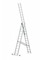 DRABEST PRO aliuminio kopėčios 3 dalių, 3x13 pakopos, 150 kg