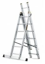 DRABEST PRO aliuminio kopėčios 3 dalių, 3x6 pakopos, 150 kg