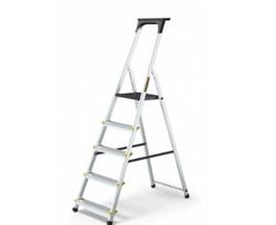 Buitinės kopėčios DRABEST ALD5 PRO 150 kg, vienpusės su lentyna, 5  pakopų (DR-AL-D5-PRO-Ż+CZ+P)