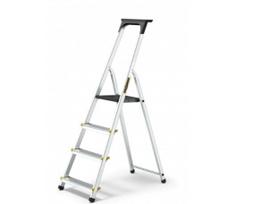 Buitinės kopėčios DRABEST ALD4 PRO 150 kg, vienpusės su lentyna, 4  pakopų (DR-AL-D4-PRO-Ż+CZ+P)