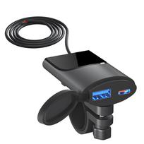 Motociklo telefono įkroviklis Dvigubas USB kintamosios srovės greitas įkrovimas 3.0 Motociklo USB įkroviklis Pažangi galia