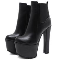 Švęskite 16 cm Super Aukštakulnius Moteriškus Batus Rudens Moteriškus Juodus Chelsea Kulniukus Platforma Storu Kulnu Moteriškus Batus Elegantiškus 35 black