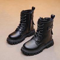 Children's Boots Single Boot British Student Laced Side Zipper Short Boots 31 smėlis
