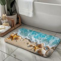 Starfish Seashell Beach Bath Mat, Ultra-Soft Non-Slip  Rug, Machine Washable Floor Mat for Bathroom Kitchen Living Room Decor 40x60cm