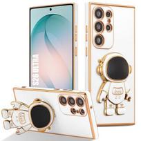 Dėklas Samsung Galaxy S26 Ultra, Silikoninė apsauga su 3D astronautų rašto laikikliu - Baltas balta