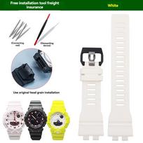 Skirta G-SHOCK Casio GBA-800GBD-800 GMA-B800 serijos vandeniui atspari derva silikono laikrodžio apyrankė priedai laikrodžio grandinėlė juoda geltona GBA-800GBD-800mm geltona