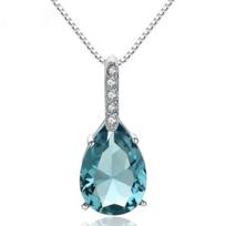 Natural Blue Topaz Pendant Sterling Tone Aquamarine Carat Fashionable Fashionable Necklaces Bridal Bridal Bizuteria Pierscionki Pendant mėlyna