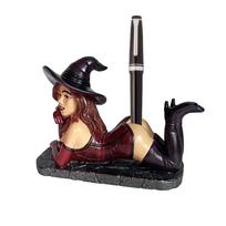 Funny Witch Pen Holder Statue Home Desk Decor Organizer Stylish Desktop Accessory