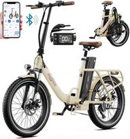 Sulankstomas elektrinis dviratis ONESPORT OT16-2, 250W variklis, 48V 17AH baterija, didžiausias greitis 25 km/h, nuvažiuojamas atstumas 120 km, 20*3.0 colių padangos smėlis