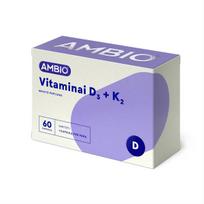 AMBIO VITAMINAI D3 2000IU IR K2 45mcg, 60 kapsulių