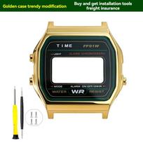 For Casio Small Square Series A158/A159 168 F91modify stainless steel case accessories and replace with high-quality shell A158 159 A168mm auksinė
