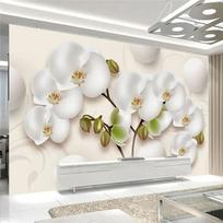 Tapetai Modernūs 3D Stereo Baltos Gėlės Fototapetai Svetainės TV Sofos Fono Sienai Namų Dekoro Freska 200 cm(W) x 140 cm(H)