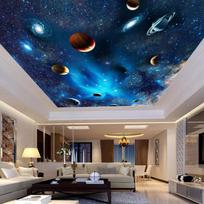 Individualūs 3D kosmoso freskos tapetai Astronominės galaktikos planetų kraštovaizdžio lubų fono dekoras Sieniniai tapetai Svetainės sienų freskos 200 cm(W) x 140 cm(H)