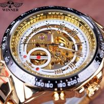 WINNER Sportinio dizaino Auksinis Laikrodis Vyriški Laikrodžiai Montre Homme Laikrodis Vyras Automatinis Skeletinis Laikrodis Style 2&gold auksas