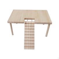 Maži Gyvūnėliai Medinė Platforma Patvarūs Žaislai su Laiptais Stabilūs Narvo Priedai Medinis Stalas 24cmx16cmx13.5cm