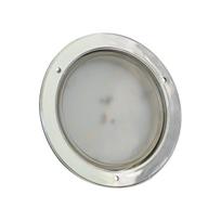 24 V LED apvalus stogo lubų šviestuvas su chromuotu korpusu, tinkamas autobusams, kemperiams, furgonams, valčiai ir autobusams